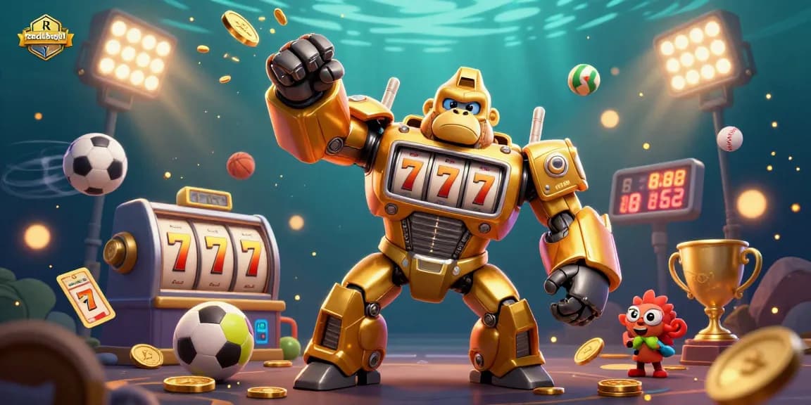 Join the action at rexclubsg01 with immersive gameplay featuring golden gorilla mech and slot machines!