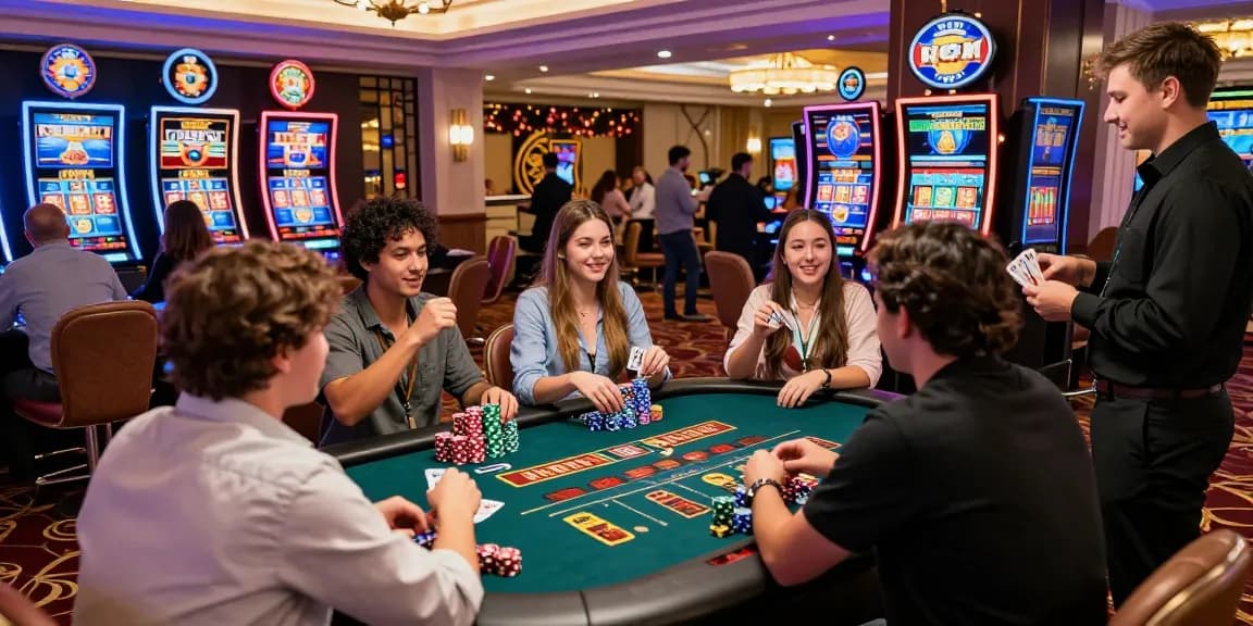 Celebrating friends at online casinos that accept credit cards, enjoying the excitement of gaming with streaming screens and festive atmosphere.