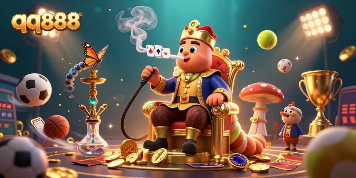 Experience thrilling moments at qq888 with vibrant 3D casino illustration, showcasing unique gaming elements and action.