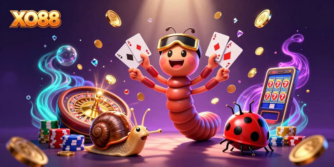Play exciting games at XO88 with vibrant characters and shimmering casino elements!