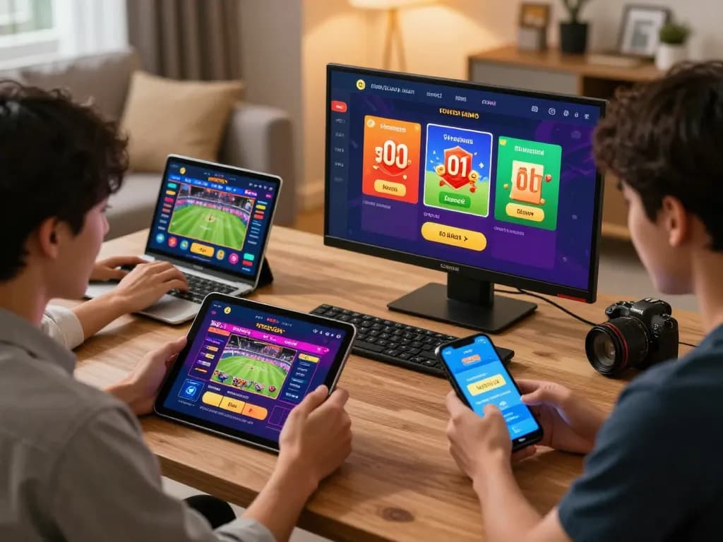 Excited players engaging with O8 gaming platform, exploring link vào o8 for thrilling online gambling.