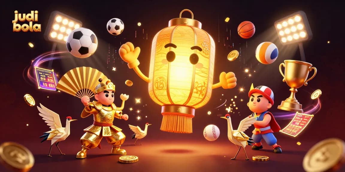 Experience the thrill of judi bola with an energetic scene of sports betting elements, capturing dynamic gameplay.