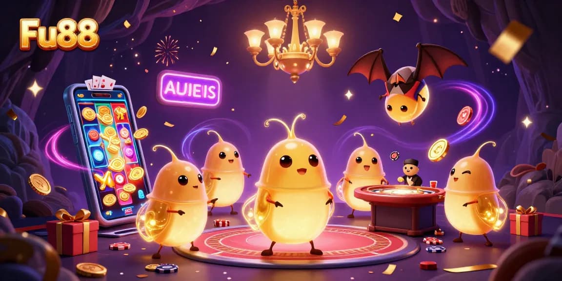 Experience the thrill of Fu88 with vibrant slot games and animated casino characters.