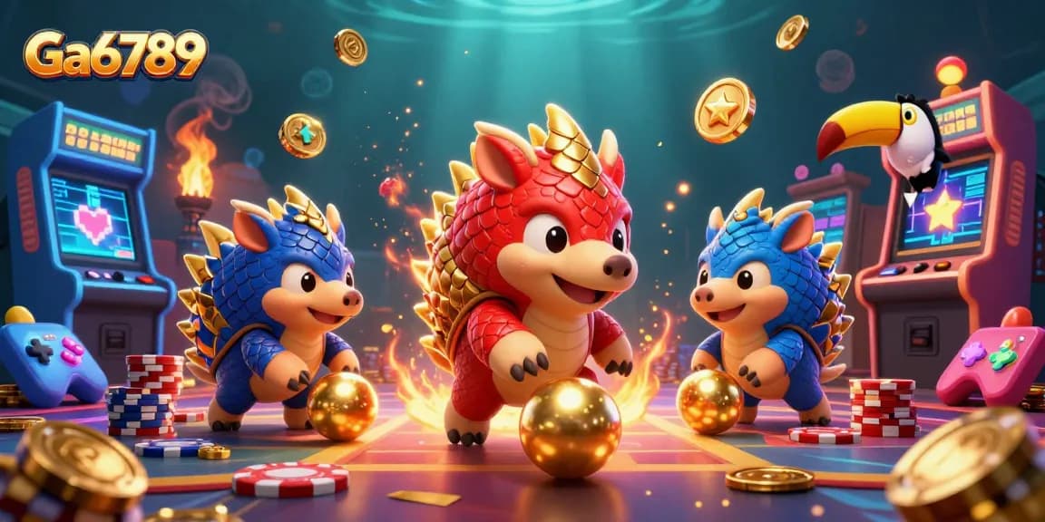 Action-packed Ga6789 scene featuring rival pangolins engaging in a vibrant casino game.