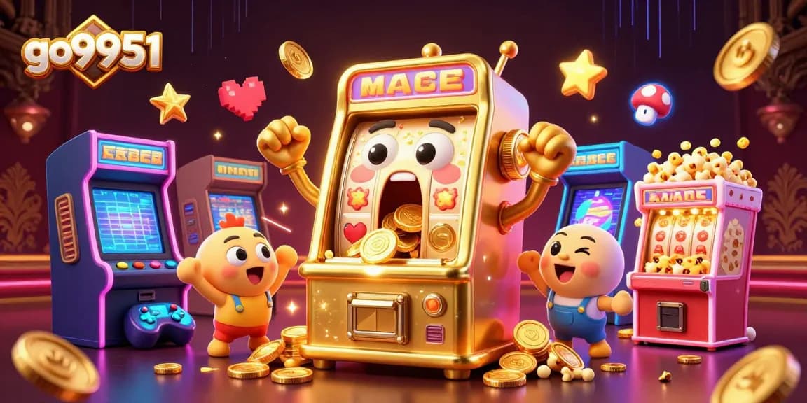 Experience thrilling wins at go9951 with a vibrant slot machine scene bursting with excitement.