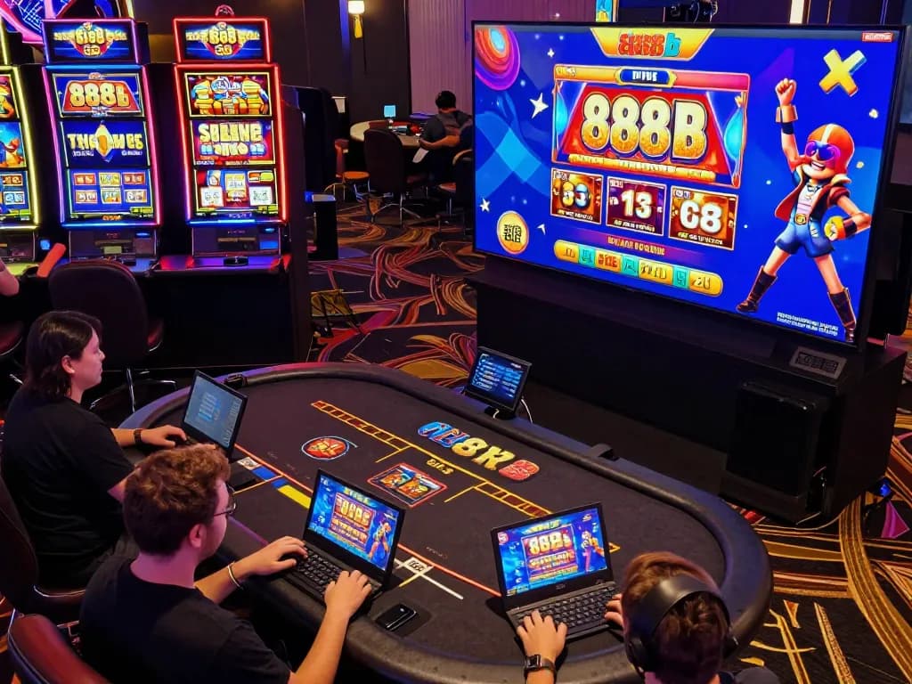 Players enjoying thrilling games on the 888b online casino platform, showcasing dynamic slot experiences.