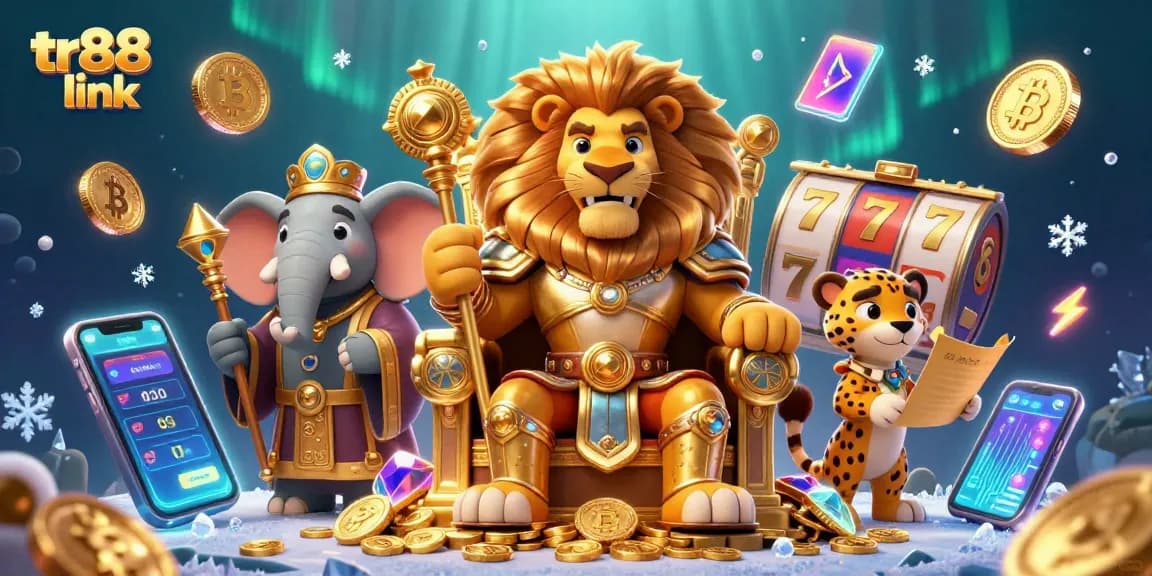 Experience the thrilling tr88 link journey inside a vibrant casino world showcasing digital jackpot elements and lively mascots.