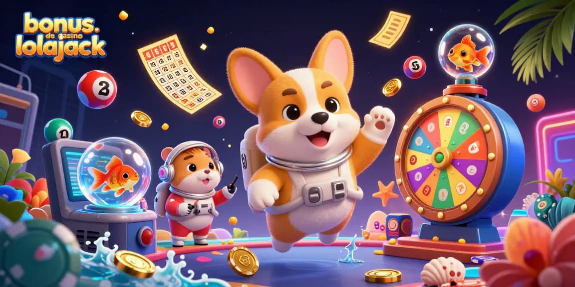 Profitez du bonus de casino Lolajack avec cette scène animée complexe de jeu, incluant croupiers et jetons.