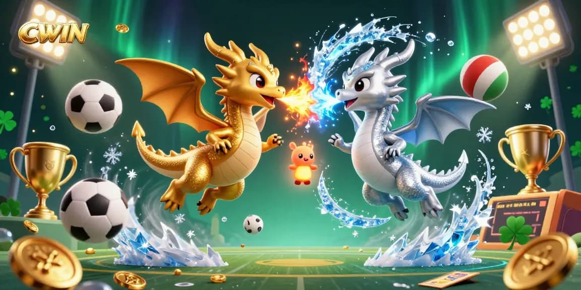 CWIN's dynamic casino scene features dragons, sports themes, and winning elements for an exciting experience.