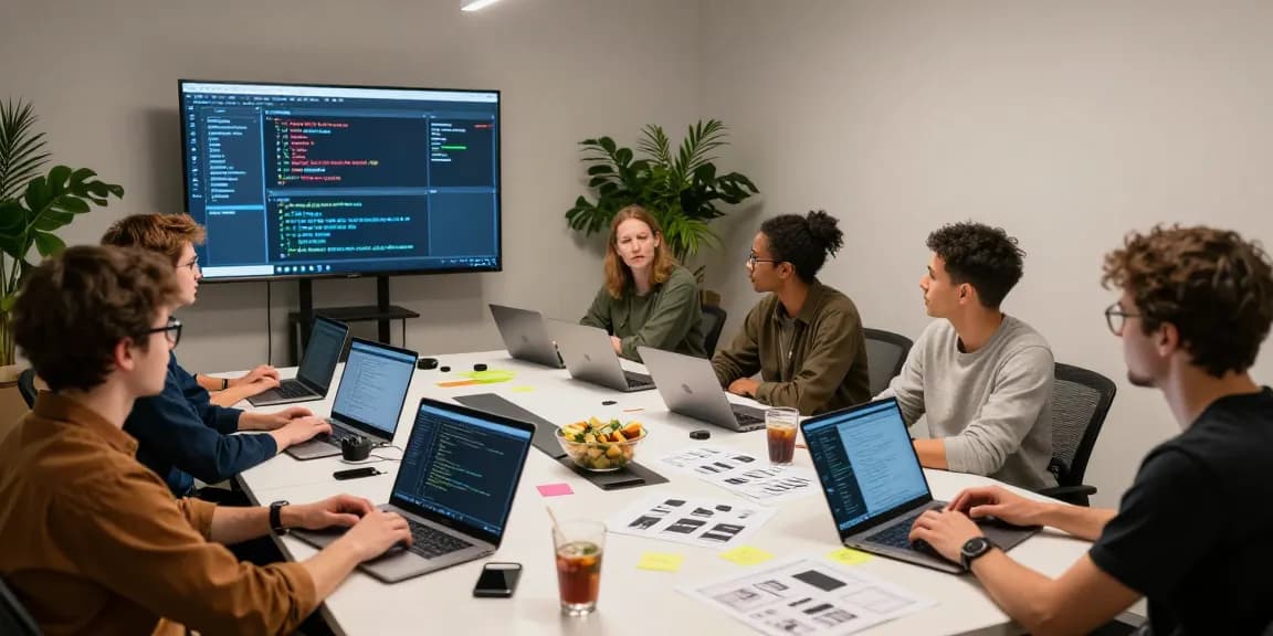 Team collaboration at telegramin-cn.com workspace, innovative software development setup.