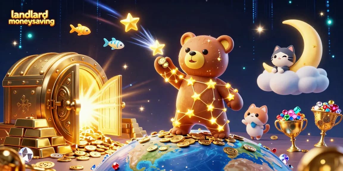 Play thrilling casino games with landlordmoneysaving in a vibrant, gold-filled digital wonderland.