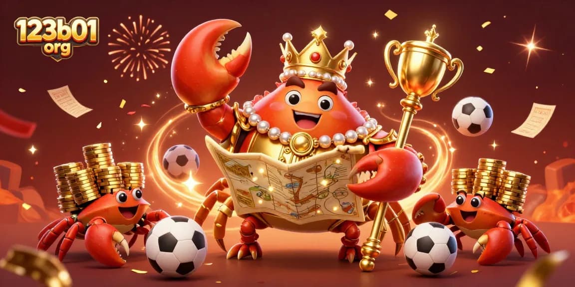 Engage with the vibrant atmosphere of 123b01 org's online sports betting, featuring a golden crab emperor in a rich interactive scene.