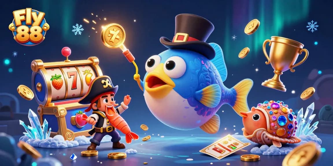 Experience Fly 88's thrilling slot adventures with glowing coins and magical sea characters illuminating the excitement.