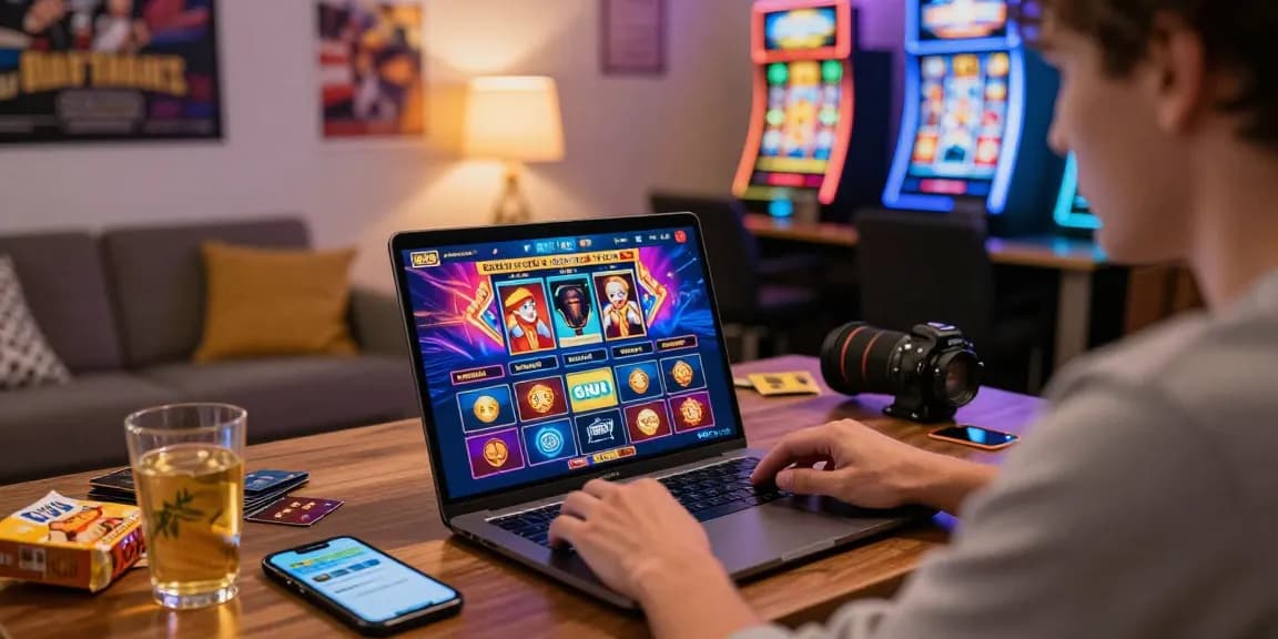 Player enjoying credit card casinos online with vibrant game displays and engaging home setup