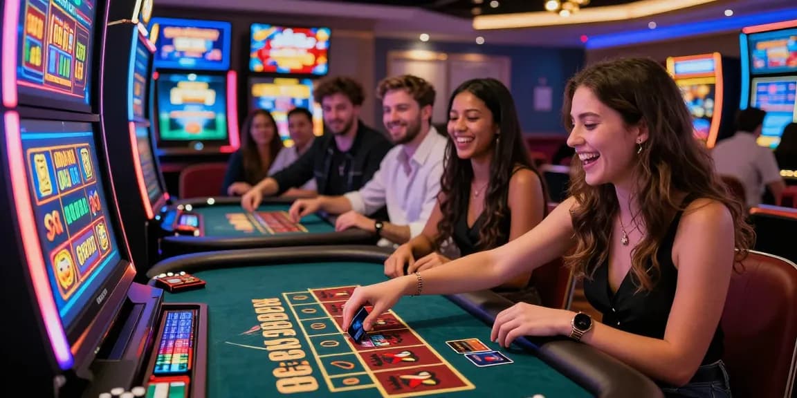 Exciting gaming experience at a credit card casino with players enjoying virtual slots and live dealer games.