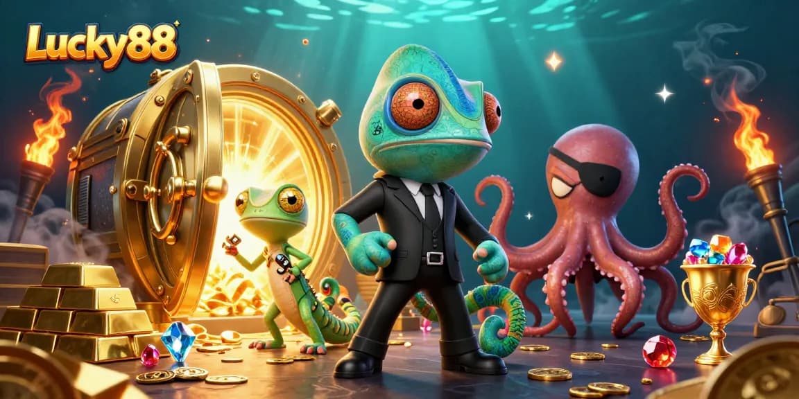 Experience thrilling adventures with Lucky88 in a vibrant 3D casino world filled with treasures and excitement.