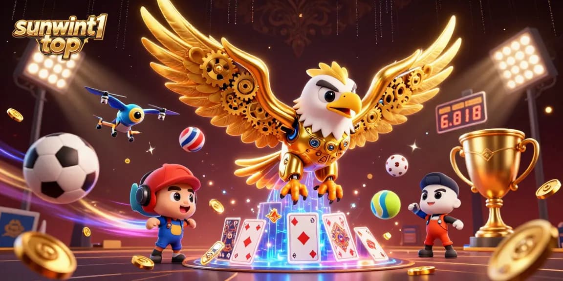 Betting with flair at sunwint1 top while the golden eagle soars through vibrant casino-themed chaos.