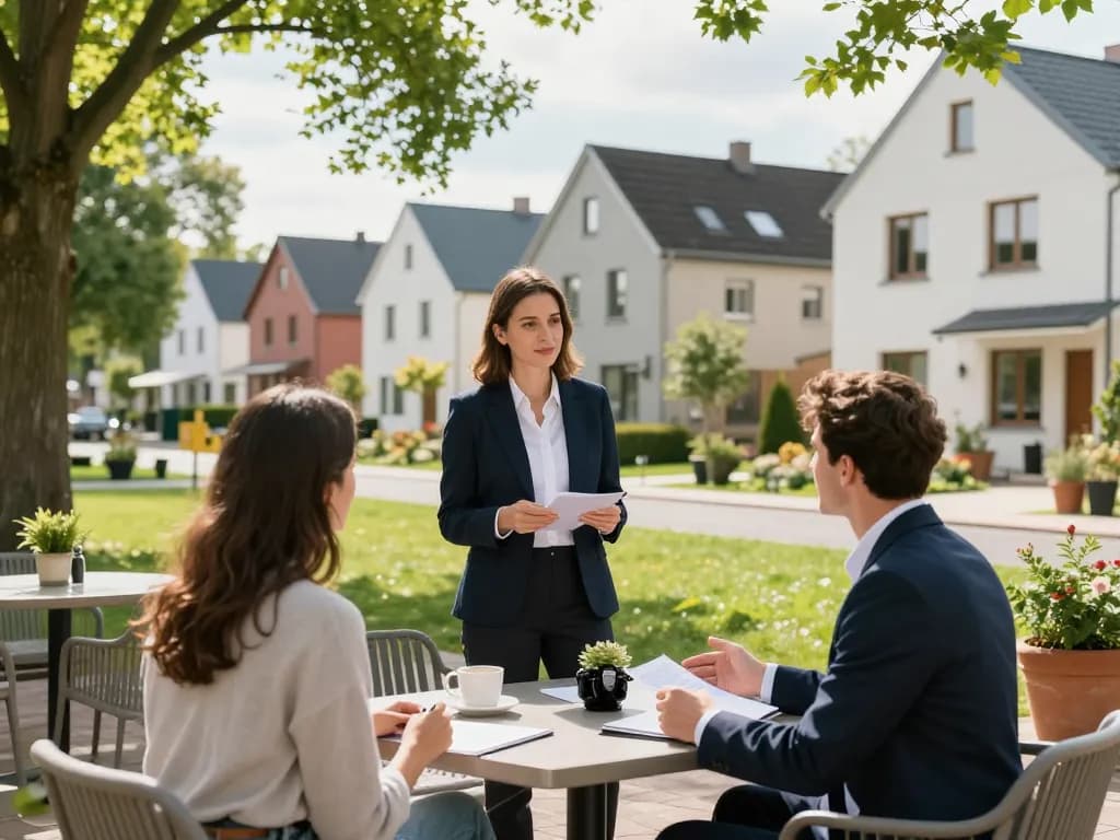 Immobilienmakler Frankfurt Eschersheim hilft Kunden beim Verkauf von Immobilien und zeigt schöne Häuser in einem lebhaften Viertel.