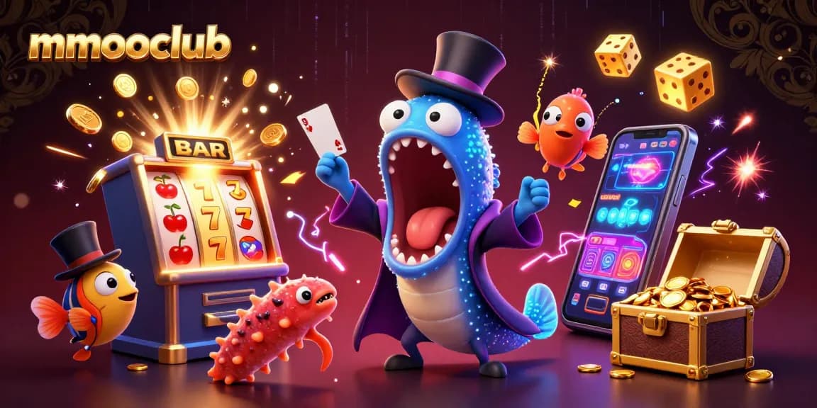 Experience magical mmooclub card tricks with vibrant casino elements in 3D illustration.