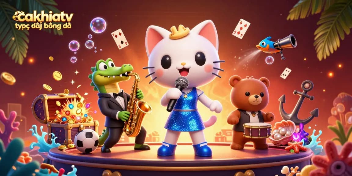 Experience cakhiatv trực tiếp bóng đá with lively characters and dynamic sports betting elements in a vibrant scene.