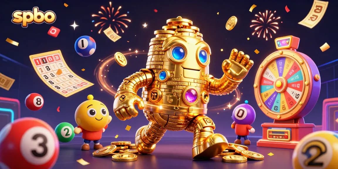 Engage with spbo's vibrant gambling scene featuring golden golem and lottery elements in action.
