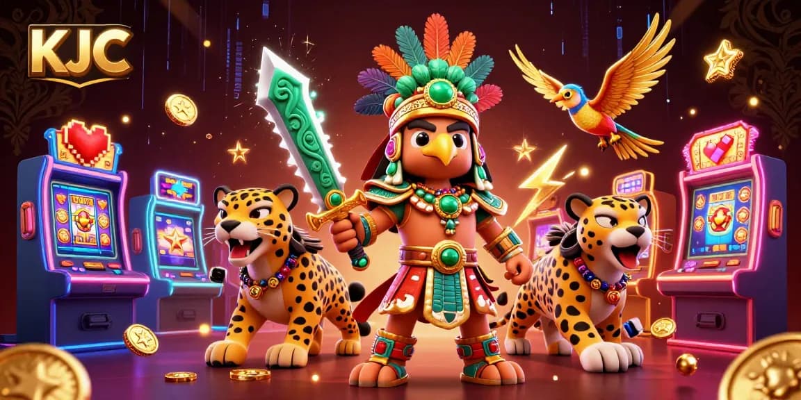 KJC slots come alive with an Aztec warrior and dazzling 3D arcade elements.