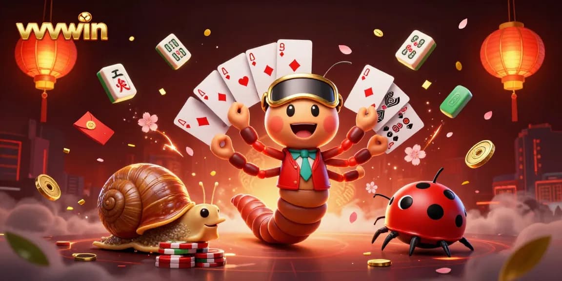 Experience thrilling gameplay at vvvwin with a lively 3D illustration featuring unique characters and vibrant casino elements.