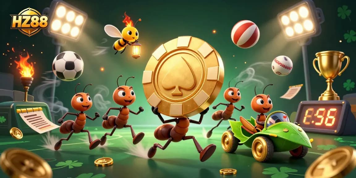 Experience thrilling winning moments with HZ88's exciting casino games illustrated in 3D.