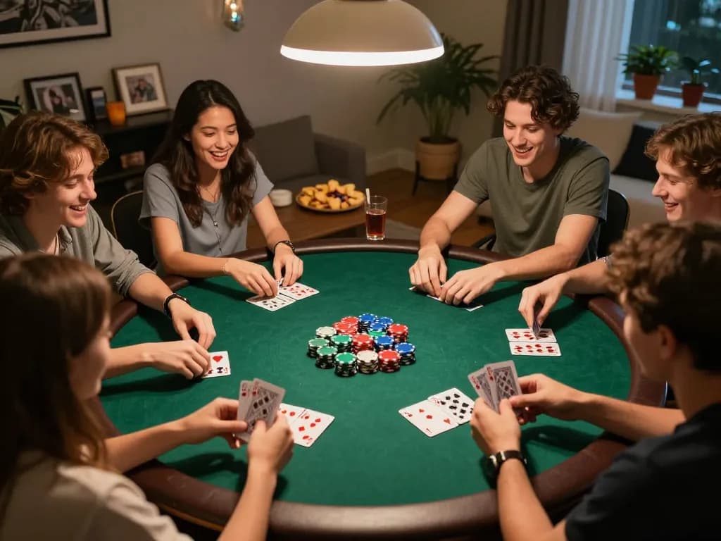 Players enjoying a lively poker game with fyhot strategy, showcasing excitement and social interaction.