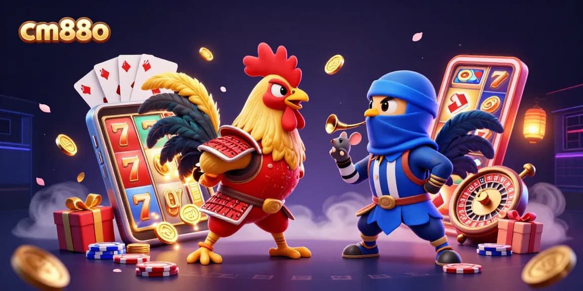 Bet on thrilling matches with cm88o's vibrant 3D rooster showdown and casino elements