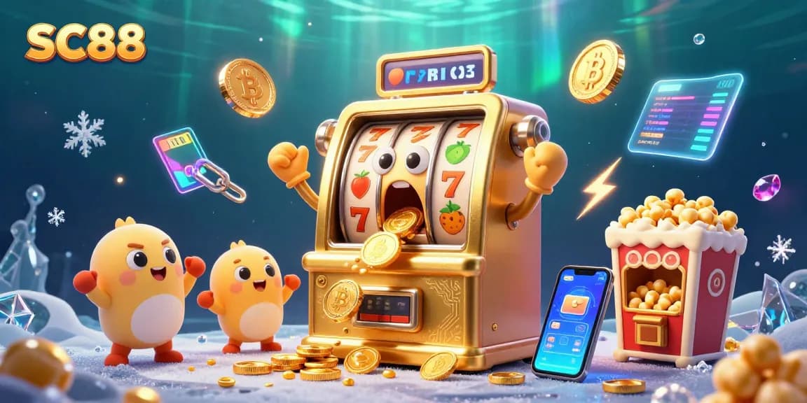 Experience SC88's thrilling jackpot moment with vibrant casino elements and crypto coins!