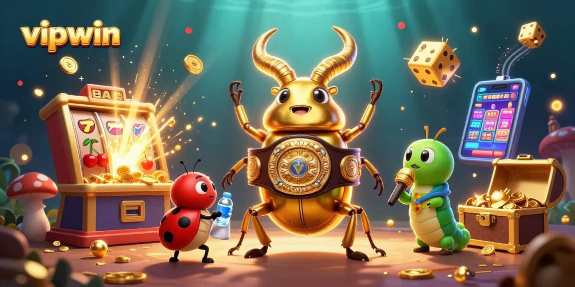 Experience thrilling wins at VIPwin with a dazzling casino scene featuring vibrant characters and gaming action.