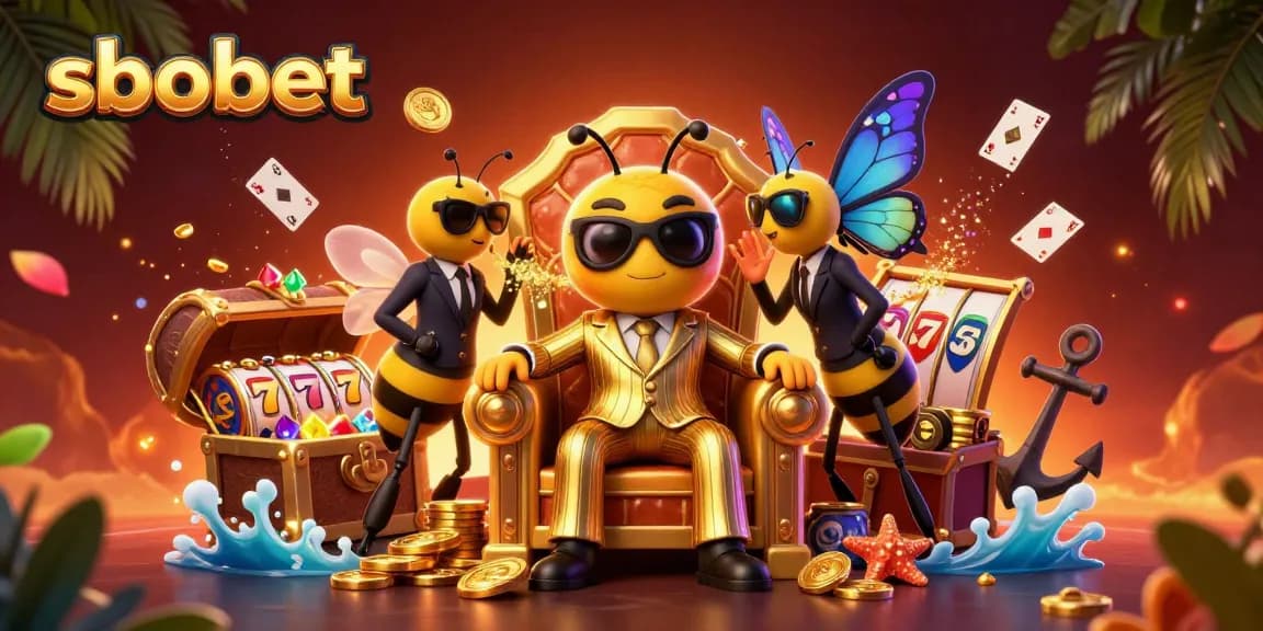 Bet on sbobet with excitement and riches in this vibrant casino-themed illustration.