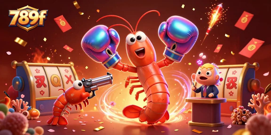 Engage with the vibrant 789f online casino scene as characters celebrate with jackpot elements.