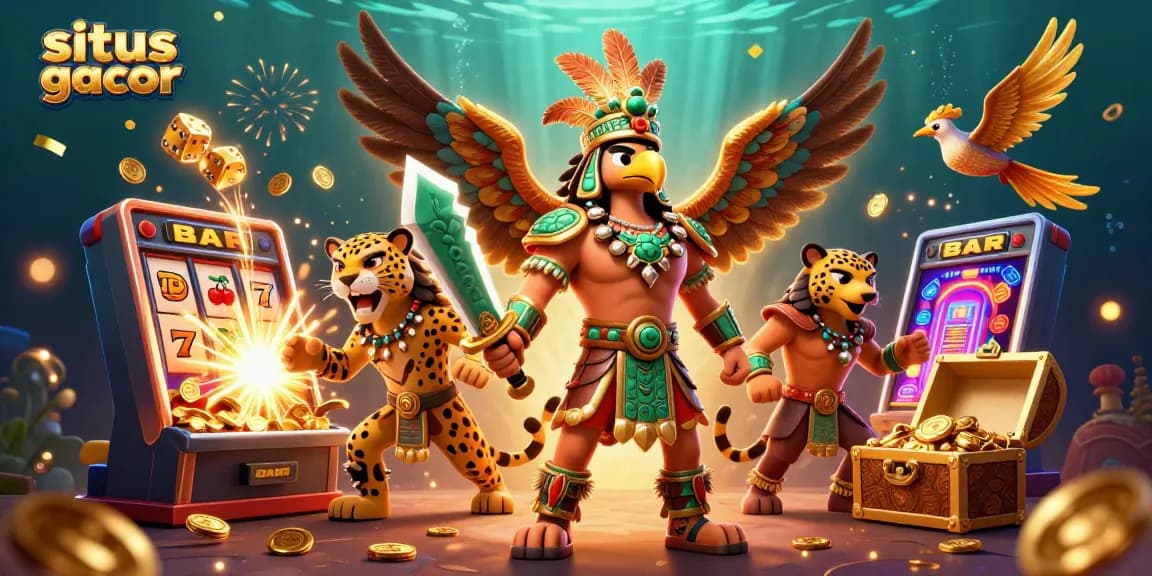 Win big on situs gacor with thrilling slots and jackpot features in vibrant illustration.