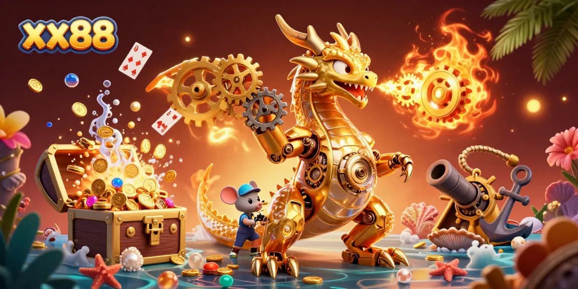 Experience thrilling gameplay with xx88's vibrant casino scene featuring a golden dragon.