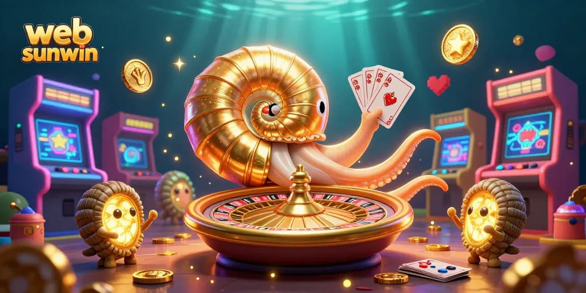 Spin and win with the web sunwin casino experience, featuring vibrant 3D game elements and ancient Nautilus characters.