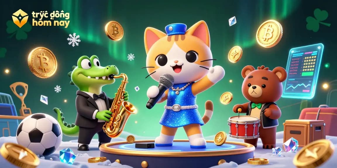 Experience the excitement of trực tiếp bóng đá hôm nay with our vibrant casino-themed illustration showcasing a jazzy cat and friends.