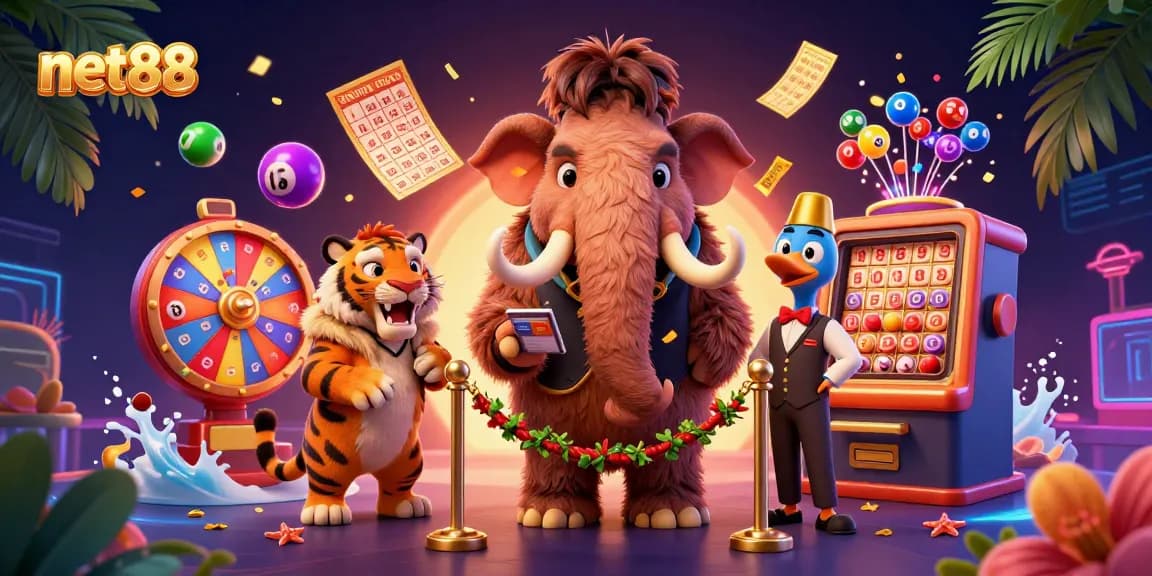 Experience the excitement of net88 with a vibrant casino scene featuring dynamic lottery games.