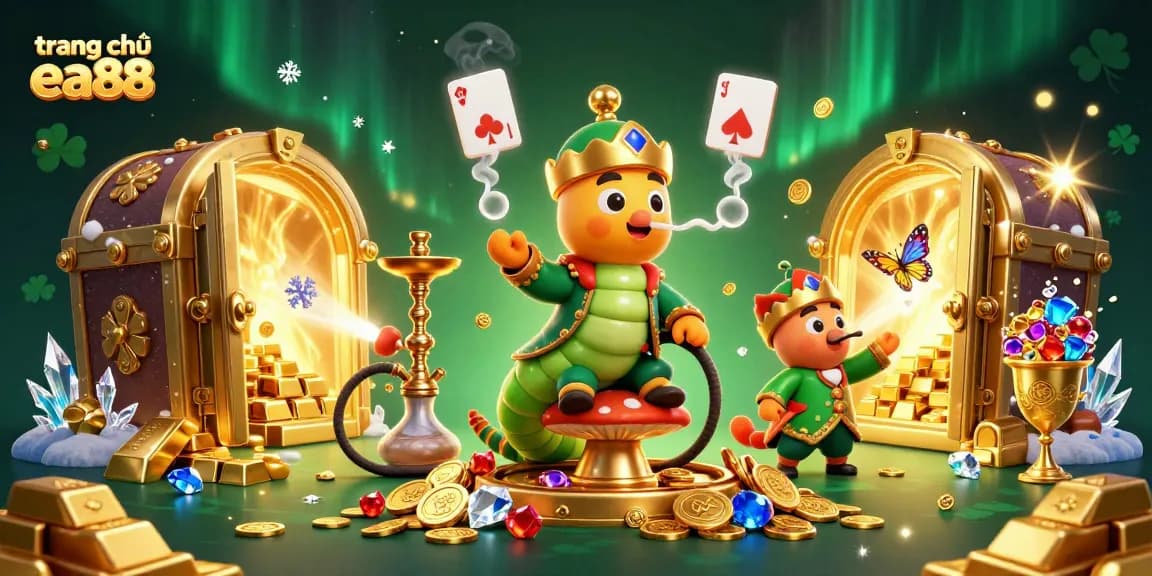Experience the thrill of gaming at trang chủ ea88 with a vibrant 3D casino illustration featuring playful characters and glamorous elements.