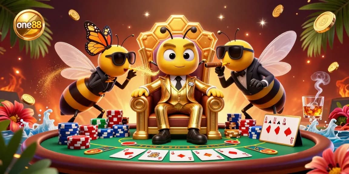 one88 showcases a vibrant poker scene with characters, chips, and action in dynamic style
