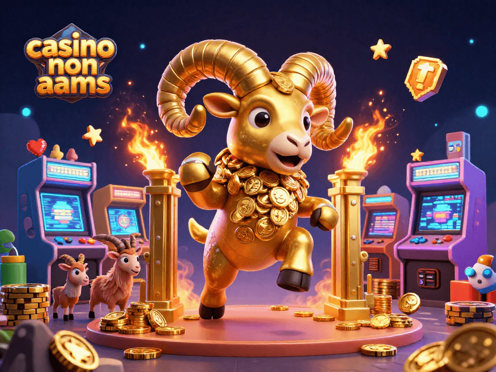 Gioca ai casinò non AAMS con il potente ariete, circondato da giochi d'azzardo scintillanti.