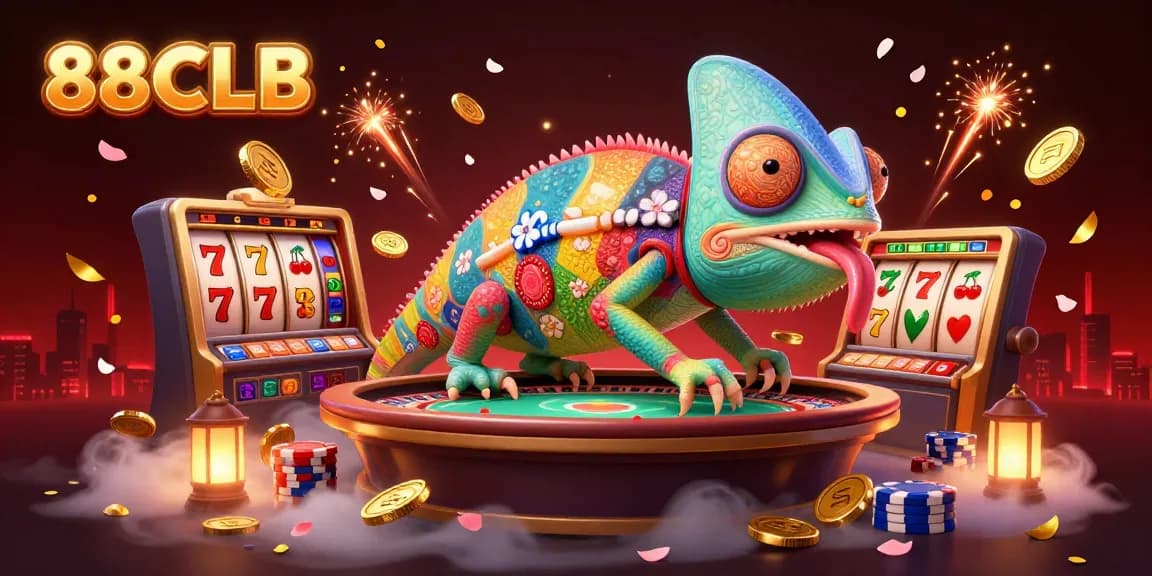 Engage in thrilling slots action with 88CLB, showcasing a vibrant casino scene full of dynamic gaming elements.