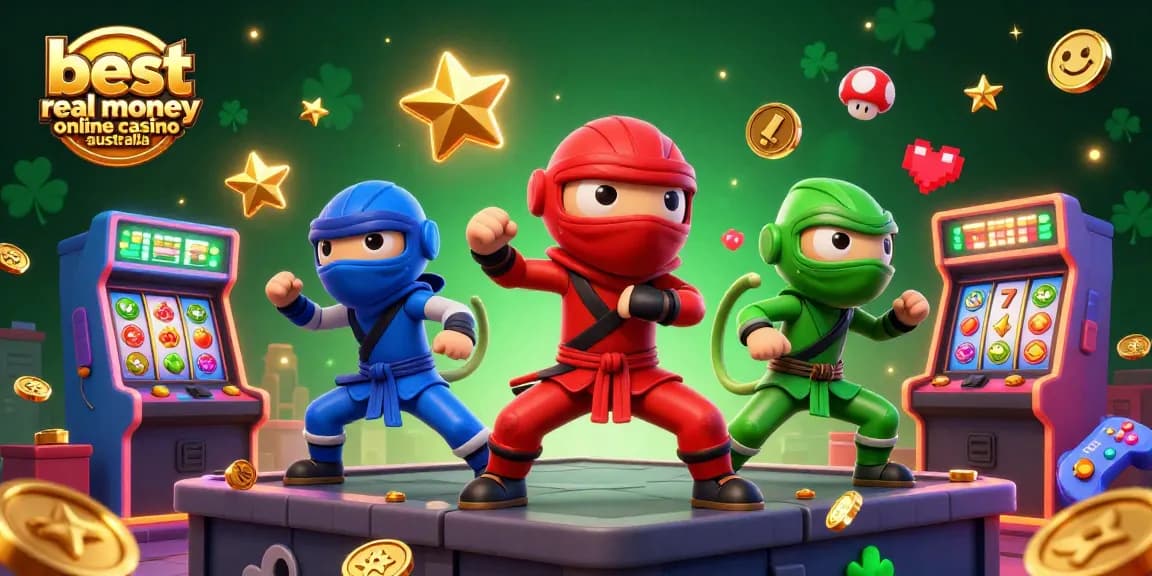 Engaging visual showcasing the best real money online casino Australia with vibrant casino-themed elements.