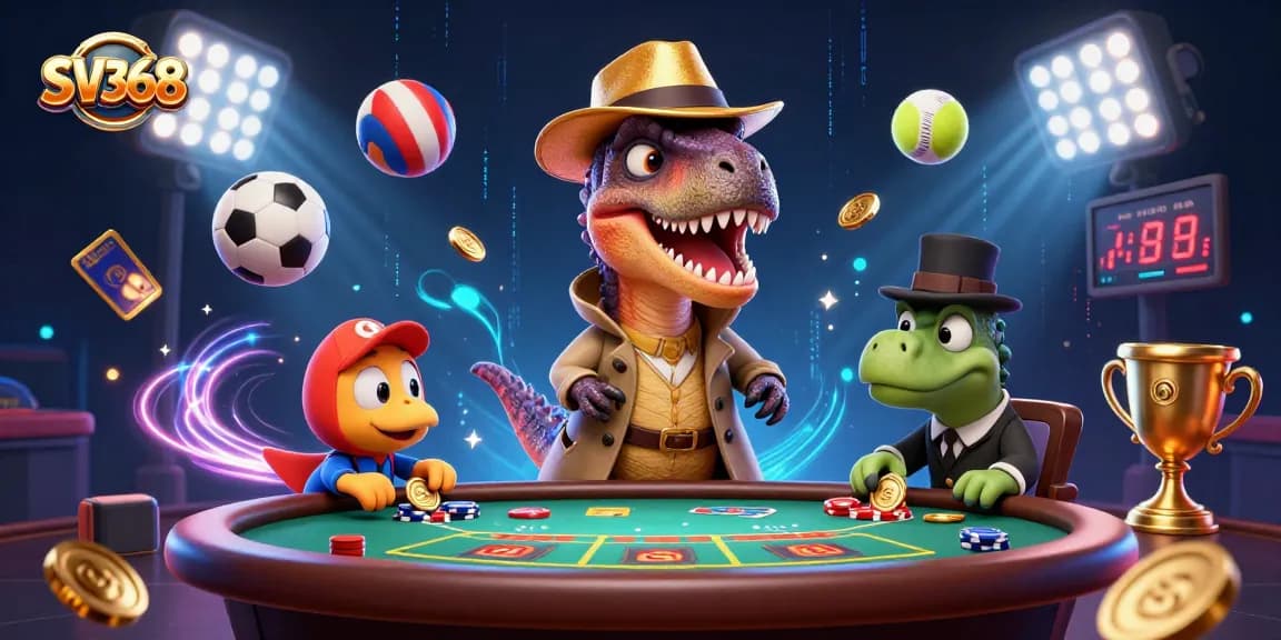 Engage in thrilling betting adventures at SV368 with animated gambling elements and characters.
