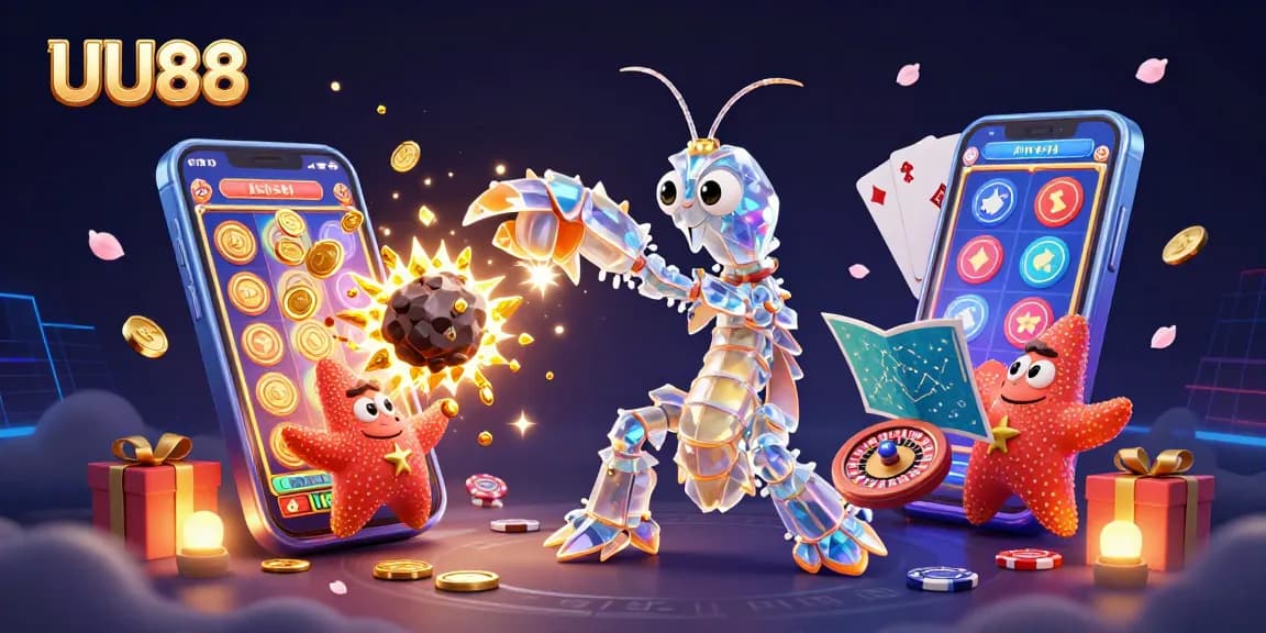 Experience thrill of gaming with UU88’s 3D cosmic characters amidst dazzling casino elements.