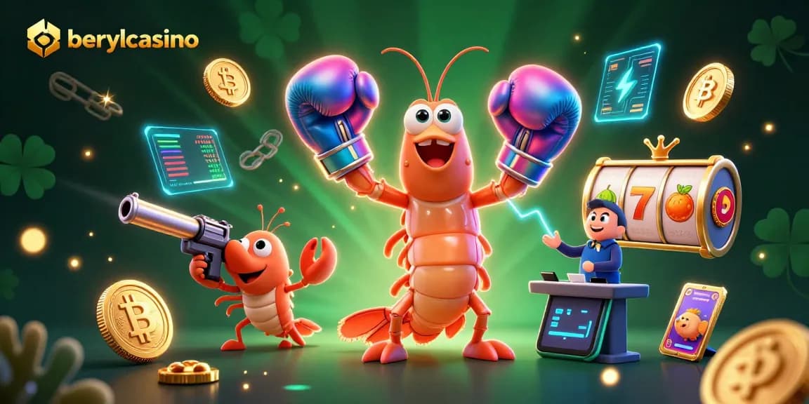 Engage with berylcasino as the mantis shrimp team battles for jackpot wins amidst glowing digital elements.