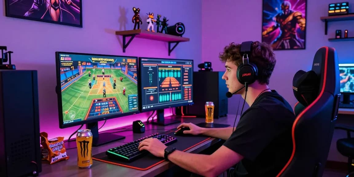 Engaged player at https://79club.dev/ enjoying live casino games in a vibrant gaming setup.