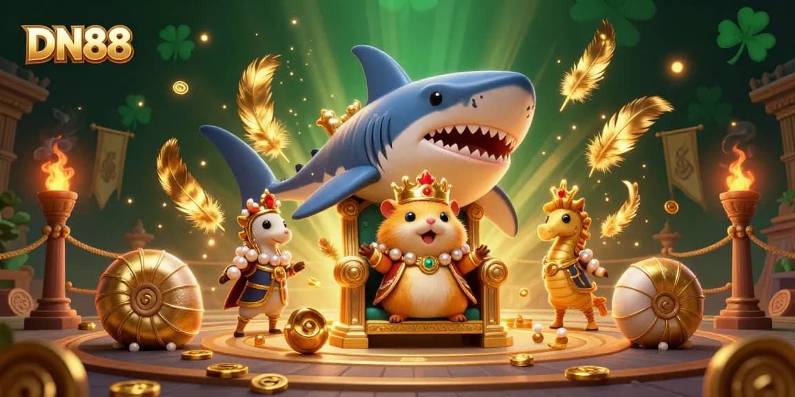 Engage in thrilling bets at DN88, featuring a dynamic 3D scene with a golden hamster king.