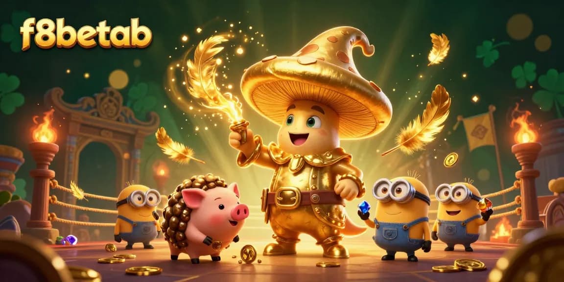 Experience thrilling gameplay at f8betab with a magical golden wizard and treasures in a vibrant casino realm.